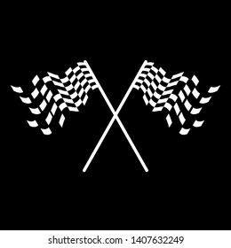 Race flag logo template vector, Simple design race flag icon suitable for motor, car, rally sport isolated on black background. Vector Illustration