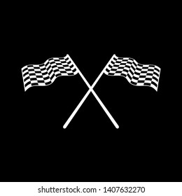 Race flag logo template vector, Simple design race flag icon suitable for motor, car, rally sport isolated on black background. Vector Illustration