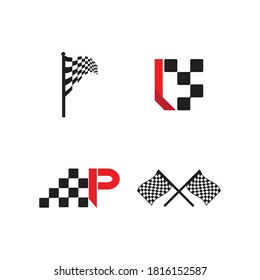 Race flag logo vector template illustration