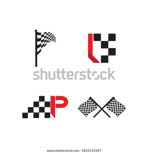 Race flag logo\
vector template\
illustration