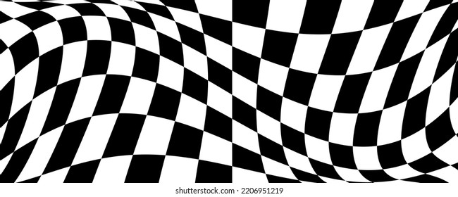 Race flag. Motorsport and autosport. Racing flags. Vector sport wave banner. Sport waves symbol. Checkered flag, checkerboard for texture. Squares, raster pattern. Championship sign