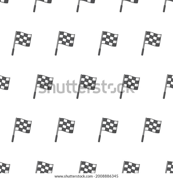 Race Flag Seamless Pattern On A White\
Background. Racing Theme Vector\
Illustration