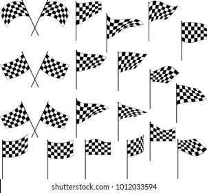 Race Flag Set Various Designs, Vinyl Ready Vector Art Illustration