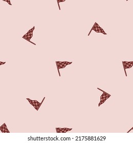 Race flag sketched seamless pattern. Vintage sport elements for drive hand drawn style. Engraved texture for fabric, wallpaper, textile, print, title, wrapping paper. Vector illustration.
