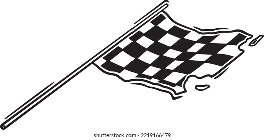 Ilustración del vector de iconos de la bandera de raza. Icono de la marca de verificación.