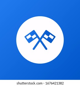 Race flag. Two crossed finishing flags. Vector