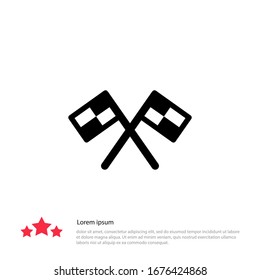 Race flag. Two crossed finishing flags. Vector