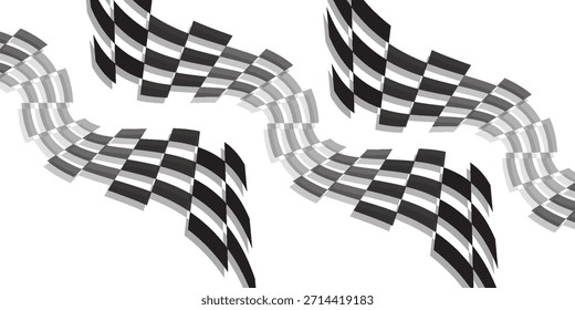 Race flag vector design illustration set isolated. Waving checkered flags icon vector graphic collection in transparent background