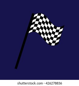 Race flag vector icon. Blue background