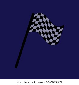 Race flag vector icon. Blue icon