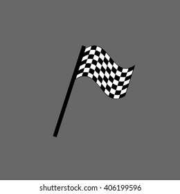 Race flag vector icon. Gray background