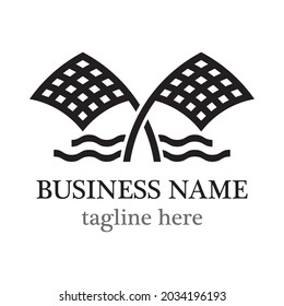Race flag vector logo icon design
