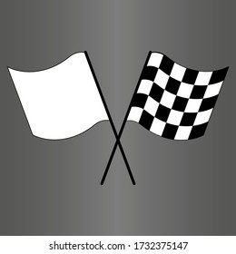 Bandera racial y bandera blanca sobre el fondo de la carretera gris. Comenzar y terminar
