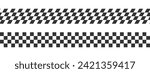 Race flags or checkerboard backgrounds. Chess game or rally sport car competition wallpaper. Slanted black and white squares pattern. Banners with checkered texture. Vector flat illustration