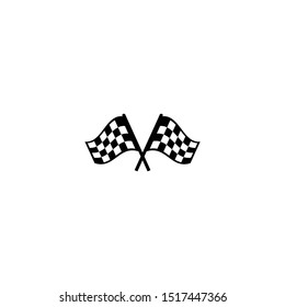 Race flags crossed black and white vector icon. Race flag checkered sign for finish or start.