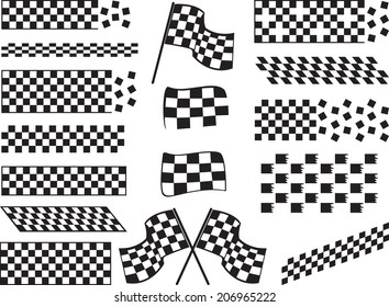 Race flags isolated on white background