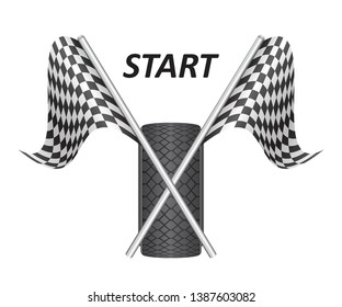 Race flags vector illustration isolated on white background. Auto racing flags. 