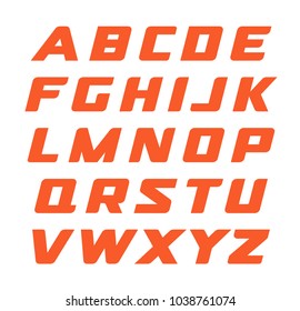 Race font. Geometrical cursive alphabet, modern stylized, monogram, beautiful letters collection, vector illustrations set.