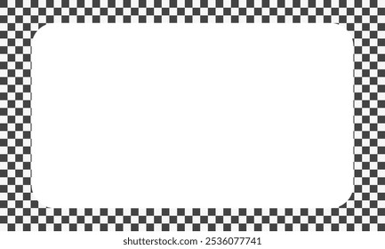 Race Frame. Checkered print on border. Checkerboard background. Vector