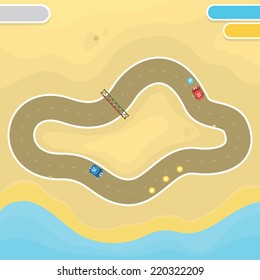 Race Game Desert Landscape With Vector Asset Objects