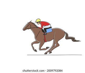 Race horse and jockey racing the track, vector illustration isolated on white background