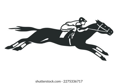 Race horse with jockey - vector illustration