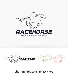 Race Horse Logo Design. Equestrian And Sports Logo Concept. Vector Logo Template