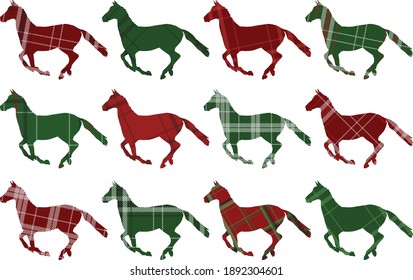 Race horse silhouettes. Clip art on white background