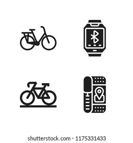 race icon. 4 race vector icons set. smartwatch and bicycle icons for web and design about race theme