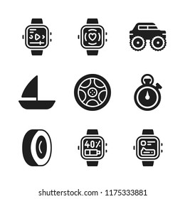 race icon. 9 race vector icons set. smartwatch, sailboat and monster truck icons for web and design about race theme