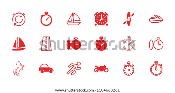 Race icon.\
collection of 18 race filled and outline icons such as stopwatch,\
motorbike, rowing, sailboat, road, running, jet ski. editable race\
icons for web and mobile.
