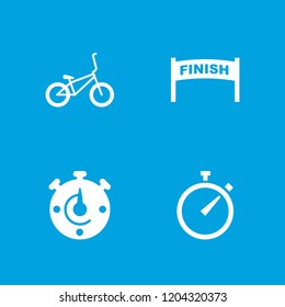 Race icon. collection of 4 race filled icons such as bicycle, stopwatch. editable race icons for web and mobile.