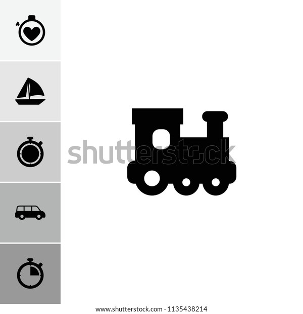 Race icon. collection of 6 race filled icons such
as train toy, sailboat, car. editable race icons for web and
mobile.