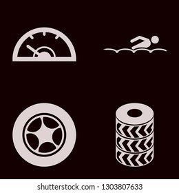 race icon set with car wheels, speedometer and car wheel vector illustration
