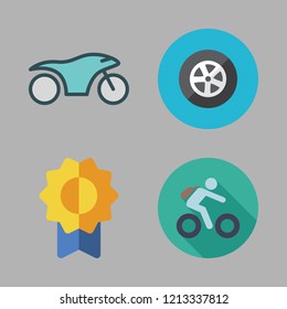race icon set. vector set about motorcycle, tire, medal and bicycle icons set.