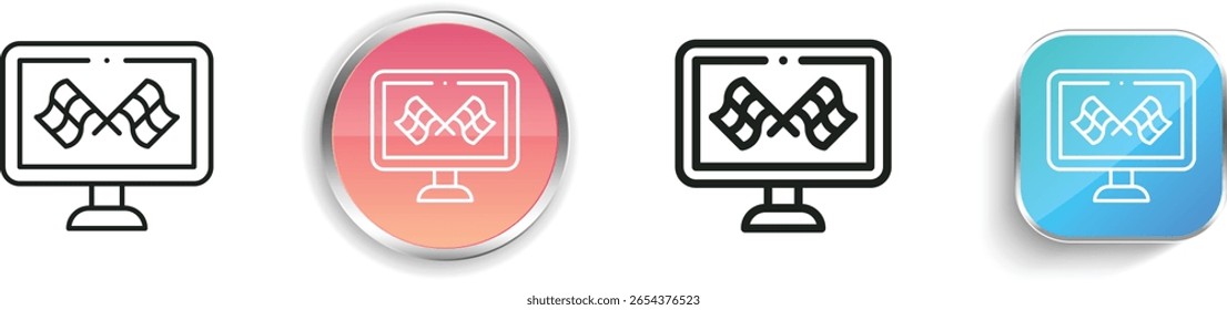 race icon. Thin Linear, Regular and Button Style Design Isolated On White Background