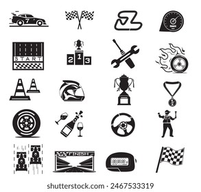 race icon vector draw set