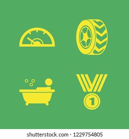 race icon. race vector icons set speedometer, medal, person in bath and car wheel