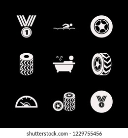 race icon. race vector icons set medal, person in bath, swimming and car wheel