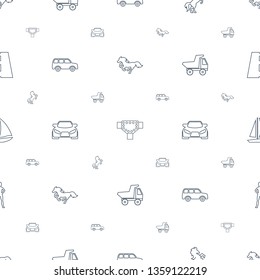 race icons pattern seamless white background. Included editable line horse, road, car, toy car, sailboat, exercising icons. race icons for web and mobile.