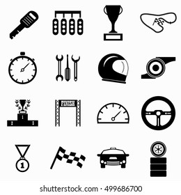 Race icons set. Simple illustration of 16 race vector icons for web