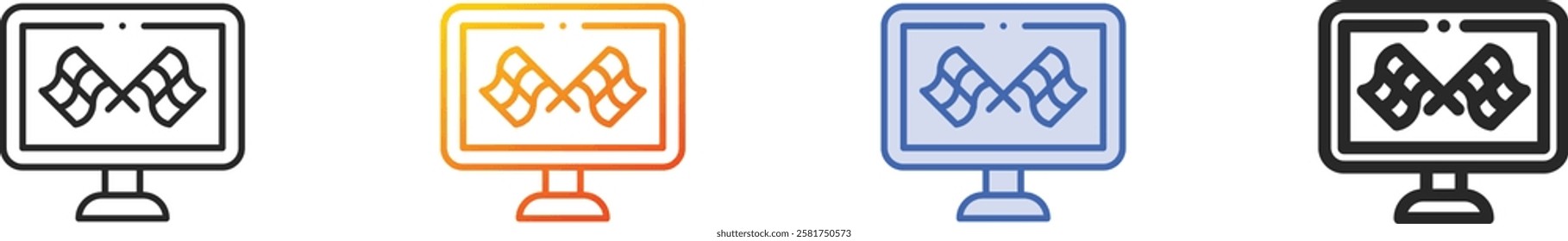 race icon.Thin Linear, Gradient, Blue Stroke and bold Style Design Isolated On White Background