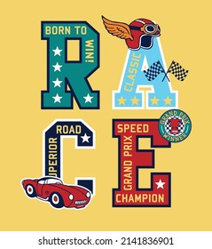 race, kids graphic t shirts vector designs.