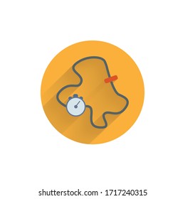 race lap time colorful flat icon with shadow. race track flat icon