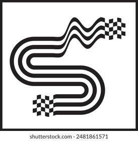 Race Line with flag checkboard 