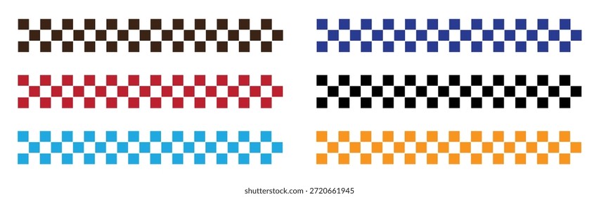 Vector de estipe cuadrado de línea de carrera para juegos. Diseño de icono de bandera de carrera Vector de stock. Patrones de píxeles vibrantes en varios colores para proyectos de diseño. 