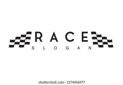 Plantilla De Diseño De Logotipo Race Con Símbolo De Bandera Blanca Y Negra