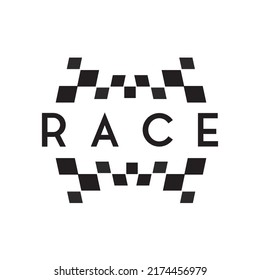 Race Logo Design Template Black White Stock Vector (Royalty Free