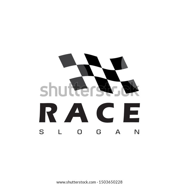 Race Logo Design Template With Black And White\
Flag Symbol
