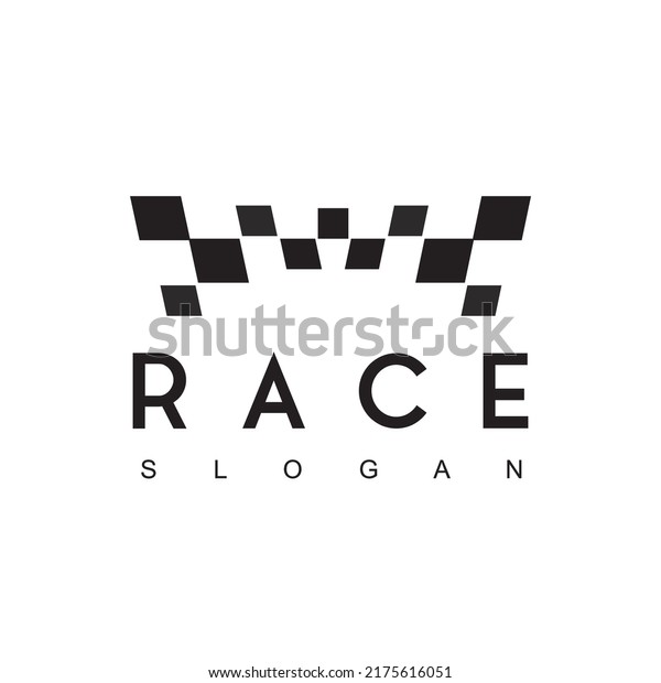 Race Logo Design Template With Black And White\
Flag Symbol